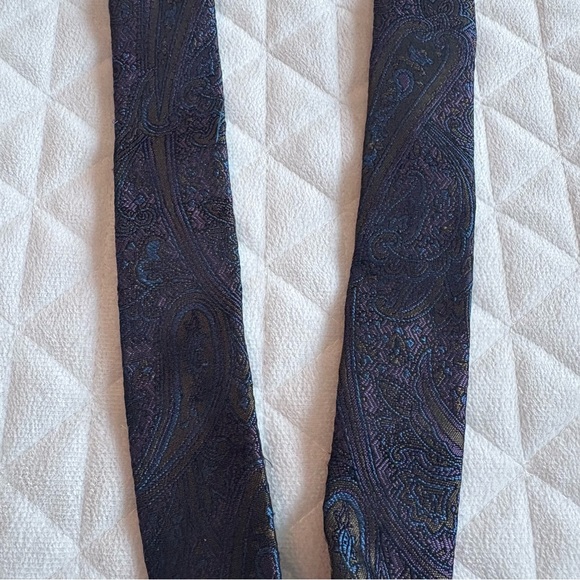 Trafalgar Men’s Suspenders Blue Purple Paisley Floral Print Leather Fittings - Picture 3 of 10